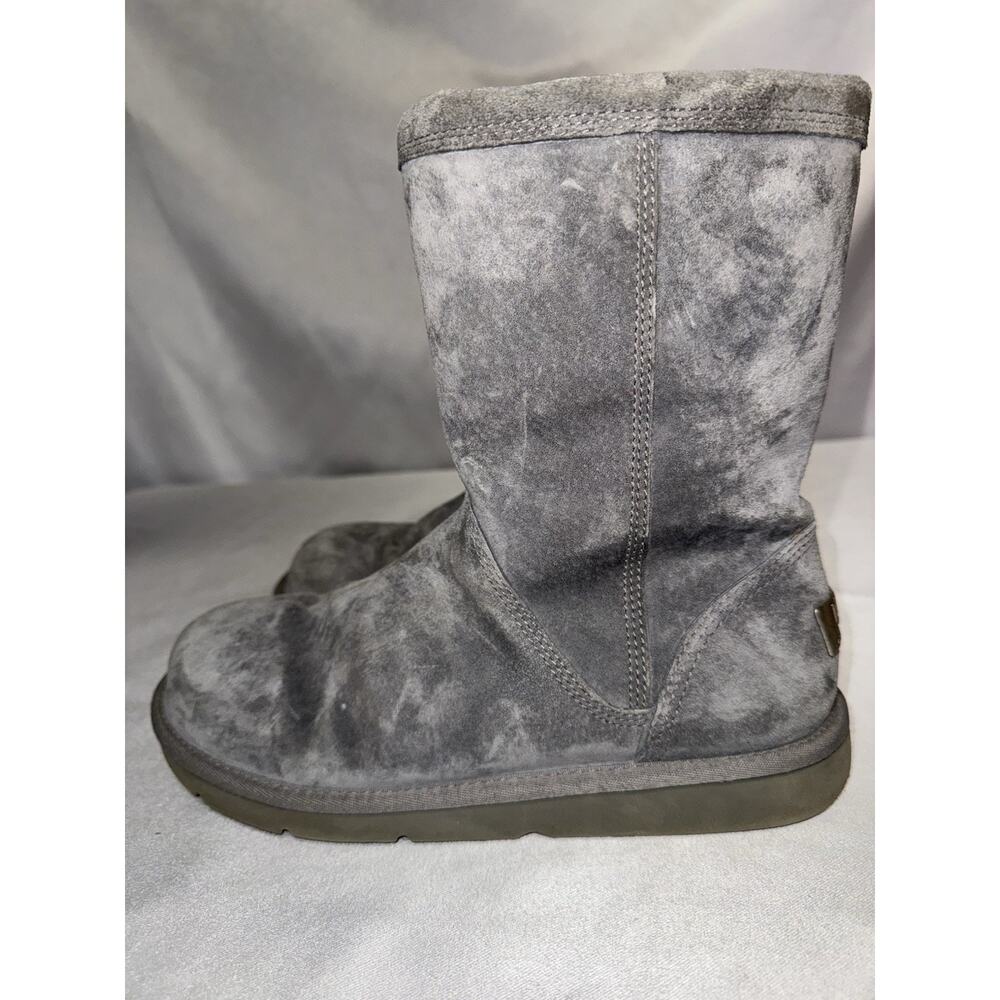 UGG Roslynn Grey Metallic Sz 8 Suede Zipper Boot W/Cream Sherpa Lining Midcalf - Picture 4 of 15